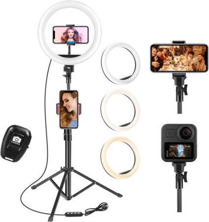Hakutatz lampă circulară trepied selfie cu telecomandă de 10" inch