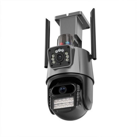 Cameră de securitate pentru exterior Titan 360' 8MP 4K WiFi PTZ V1 – iCSee, vedere nocturnă, urmărire a mișcării, IP66 – gri-negru