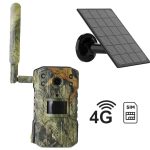   Cameră de vânătoare solară 4G SIM – live view, senzor PIR de mișcare, video QHD, mod nocturnv