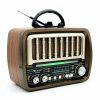 Radio retro USB Golon RX‑075D – reîncărcabil solar, cu finisaj imitatie lemn