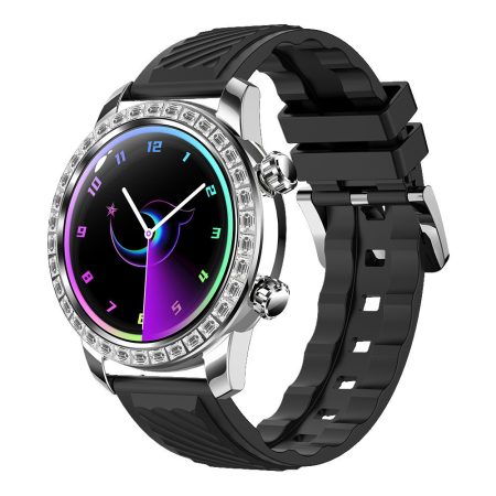 Ceas Inteligent ChronoLux Argintiu – Cu Curea din Silicon și Curea din Piele Neagră