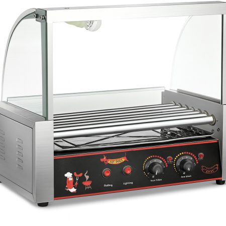 Aparat pentru preparat hotdog-uri cu 7 role și regulator dublu de temperatură