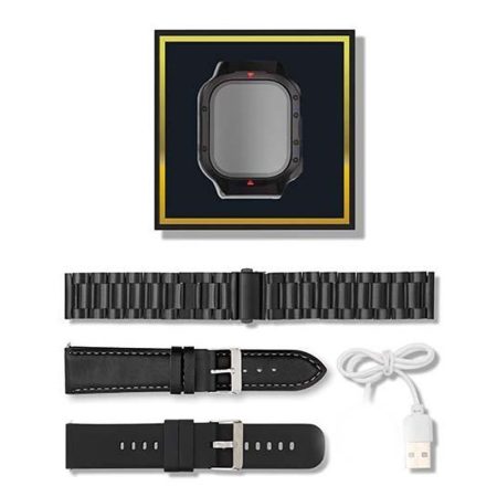 Ceas inteligent ZTfit ZT09-HM – negru, cu curea din silicon, metal și piele