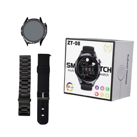 Ceas inteligent ZTfit ZT-08 negru cu curea din silicon și curea metalică