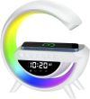 Mini difuzor multimedia Bluetooth, pad de încărcare wireless, ceas deșteptător, lampă LED RGB