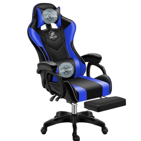 Scaun gamer de masaj Likeregal 920 cu suport pentru picioare –albastru