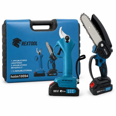 Set Rextool din 2 piese: foarfece de tăiat cu două baterii și ferăstrău Set Rextool din 2 piese: foarfece de tăiat cu două baterii și ferăstrău