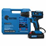   Set de burghie și șurubelnițe Rextool cu o mulțime de accesorii, mandrină și 2 baterii de 96 V