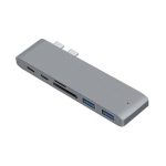   Mufă USB pentru HUB MacBook culoare gri , Type-C, USB 3.0, SD, Micro SD, TF