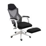Scaun Helo Gamer cu suport pentru picioare, alb
