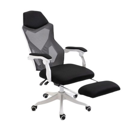  Scaun Helo Gamer cu suport pentru picioare -alb