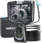   Cameră endoscopică industrială profesională Hiacinto – Cameră duală rotativă la 360°, cablu de 5 m, rezistentă la apă (IP68), 1080P, ecran IPS de 5”, cu card de memorie de 32 GB