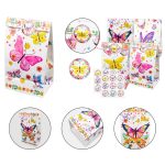   Set cadou pentru petrecere cu fluturi – 48 piese: pungi cadou, brelocuri, brățări și autocolante