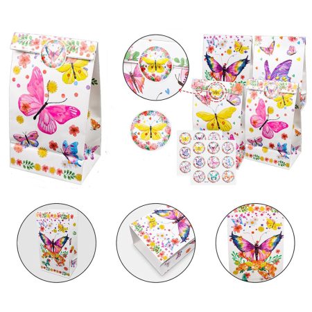 Set cadou pentru petrecere cu fluturi – 48 piese: pungi cadou, brelocuri, brățări și autocolante Set cadou pentru petrecere cu fluturi – 48 piese: pungi cadou, brelocuri, brățări și autocolante