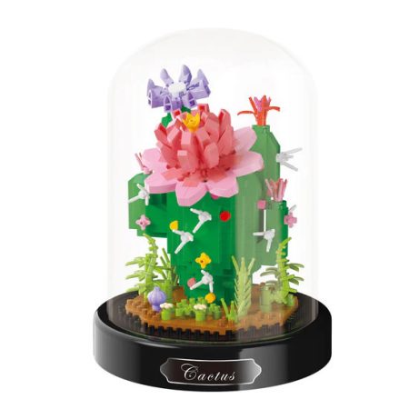 Balody Mini Blocks – Cactus Înflorit Sub Clopot de Sticlă (Set de 615 piese)