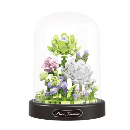 Balody Mini Blocks – Buchet de Flori de Iasomie în Clopot de Sticlă (set de 385 piese)