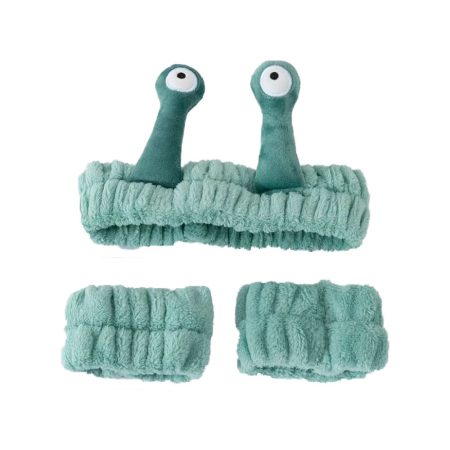 Bentiță de pluș cu melc – Drăguță, elastică, pentru spălatul feței și îngrijirea pielii + 2 brățări