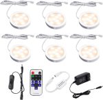   AIBOO Dimmable LED Cabinet Lights - Cool White + RGB, cu telecomandă (6 lumini cu intensitate ultra scăzută)