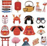   Set de recuzită pentru cabina foto 20 de piese pentru petrecerea japoneză de ceai