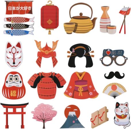 Set de recuzită pentru cabina foto 20 de piese pentru petrecerea japoneză de ceai Set de recuzită pentru cabina foto 20 de piese pentru petrecerea japoneză de ceai
