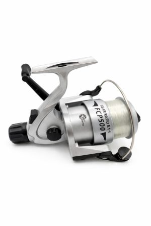 Mulineta de pescuit FCP SilverBow 500 – cu frână spate, 3 rulmenți, tambur Long Cast, încărcată cu fir monofil