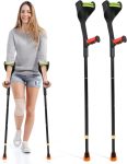  ELorgzem Folding Forearm Crutch Set - Set de 2, înălțime reglabilă, design ergonomic, mâner roșu