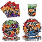   Motocross Dirt Bike Birthday Party Decoration Set pentru 20 - pachet complet de clopot de petrecere pentru fanii motocross