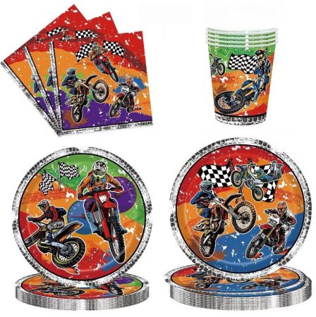 Motocross Dirt Bike Birthday Party Decoration Set pentru 20 - pachet complet de clopot de petrecere pentru fanii motocross