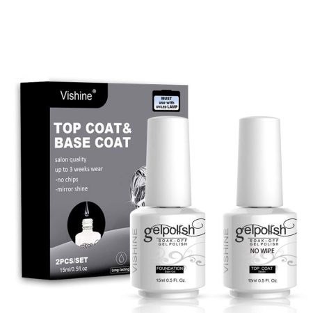 Set de lacuri gel rezistente și detașabile Vishine: lac de bază și lac de finisare, 2*15 ml Set de lacuri gel rezistente și detașabile Vishine: lac de bază și lac de finisare, 2*15 ml
