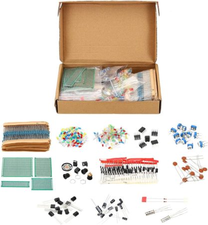 Set de 1900 de componente electronice – cu rezistențe, diode, condensatoare, tranzistoare și placă PCB
