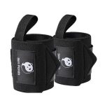   Pereche de manșete pentru halterofilie Slim Panda cu protecție pentru degetul mare, 45,7 cm, negru