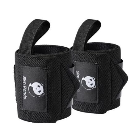 Pereche de manșete pentru halterofilie Slim Panda cu protecție pentru degetul mare, 45,7 cm, negru Pereche de manșete pentru halterofilie Slim Panda cu protecție pentru degetul mare, 45,7 cm, negru