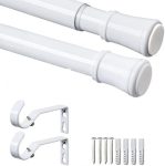   Bară de perdele extensibilă albă Zindoo, 47–76 cm, cu console de susținere