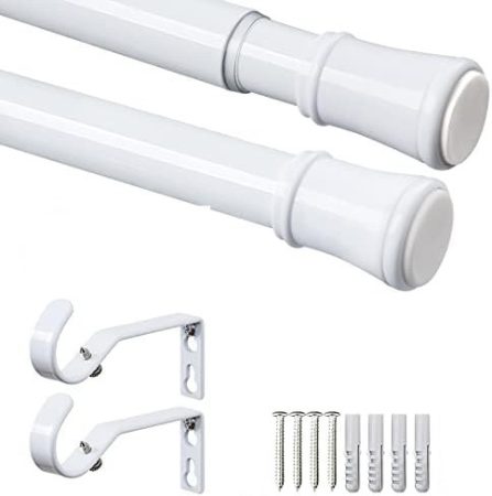 Bară de perdele extensibilă albă Zindoo, 47–76 cm, cu console de susținere