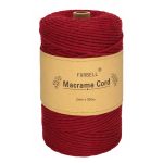   Fir de macrame Forbell, de culoare bordó, pentru lucrări creative de artizanat, 2 mm × 300 m