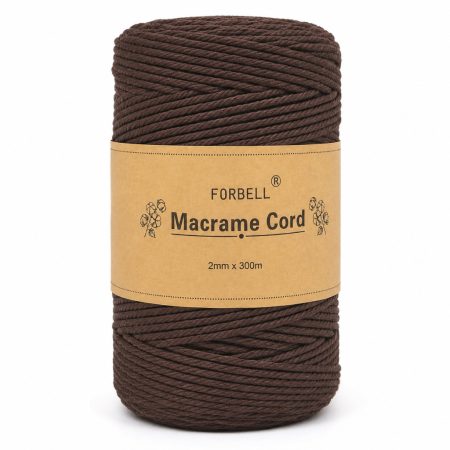 Fir de macrame maro Forbell pentru lucrări creative de artizanat, 2 mm × 300 m