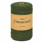   Fir de macrame Forbell de culoare kaki, pentru lucrări creative de artizanat, 2 mm × 300 m