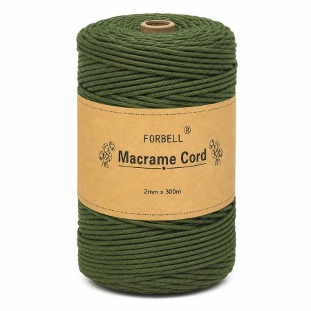 Fir de macrame Forbell de culoare kaki, pentru lucrări creative de artizanat, 2 mm × 300 m Fir de macrame Forbell de culoare kaki, pentru lucrări creative de artizanat, 2 mm × 300 m