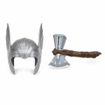   Set de costum viking Thor cu cască cu aripi și topor de jucărie luminos, din 2 piese