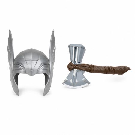 Set de costum viking Thor cu cască cu aripi și topor de jucărie luminos, din 2 piese Set de costum viking Thor cu cască cu aripi și topor de jucărie luminos, din 2 piese