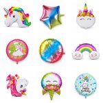   Set de baloane din folie cu unicorni umplute cu heliu „Happy Ever Day”, 9 bucăți