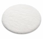  Covor din blană sintetică albă și pufoasă, Ø 85 cm, de formă circulară