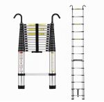   STANEW scară telescopică din aluminiu de 2,6 m, pliabilă, cu o capacitate de încărcare de 150 kg – argintie