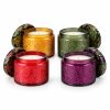 Lumânare decorativă parfumată într-un pahar de sticlă cu model, cu capac – 4 culori