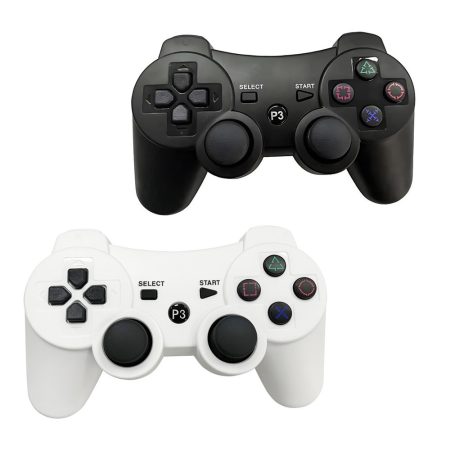 2 bucăți de controler wireless compatibil cu PS3, alb-negru 2 bucăți de controler wireless compatibil cu PS3, alb-negru