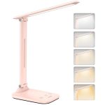   Bickon Lampă de birou LED 5 în 1 cu buton tactil și temporizator, alimentare prin USB