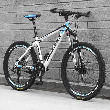 Bicicletă de munte Laux Jack design albastru și alb cu spițe tradiționale
