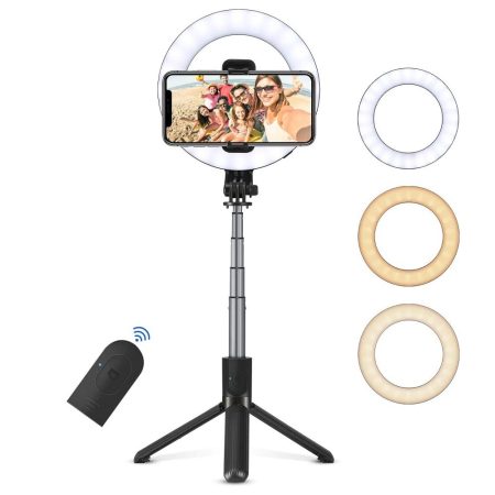 Lumină LED pentru selfie Openuye, în 5 culori, de 6 inci, cu suport telescopic pentru telefon
