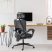 Scaun de birou ergonomic Dowinx pentru conducere, cu tetieră, suport lombar și suport pentru picioare extensibil