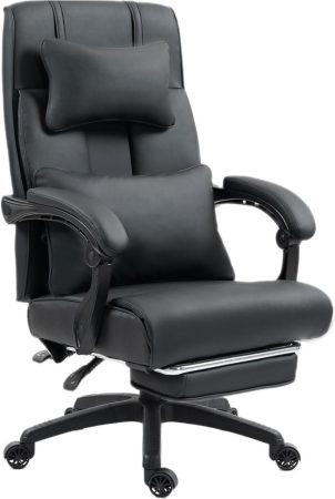 Scaun de birou Dowinx executive, negru – cu suport pentru picioare, reglabil pentru lombar și tetieră  URL verzia (SEO slug):